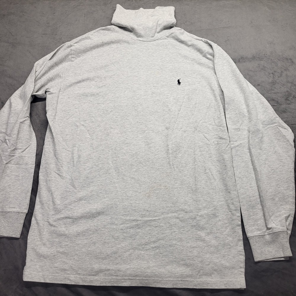 Polo Ralph Lauren Gray Long Sleeve Turtleneck 100% Cotton Mens Large