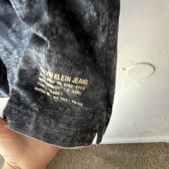 Calvin Klein Jeans Shirt Mens XL Blue Acid Wash Distressed Graphic Tee Oversized