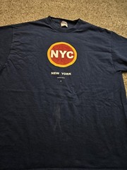 Vintage NYC Groove Grafx T Shirt Mens XL Blue Short Sleeve Graphic Y2K