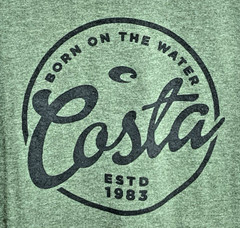 Costa Del Mar Born On The Water Men’s Green Short Sleeve T-shirt Size Large.