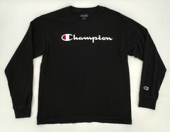 Champion Shirt Men Teens Medium Black Long Sleeve Pull on Logo