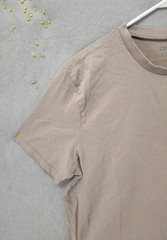 Asos Men Shirt Medium Beige 100% Cotton Short Sleeve Crew Neck Regular Fit Tee