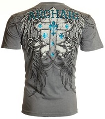 ARCHAIC by AFFLICTION Silver ARMY ANT Short Sleeve Slim Fit Y2K T-shirt NWT