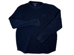 American Eagle Thermal Shirt Men Medium Navy Super Soft Waffle Knit Layer