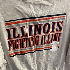 Champion Mens T Shirt NCAA Illinois Illini Gray Graphic 2XL Cotton Crew Logo