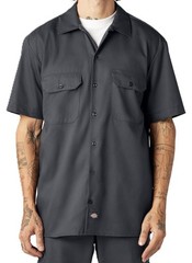 DICKIES FLEX Relaxed Fit Button Short Sleeve Work Shirt Men’s Sz M Charcoal NWT