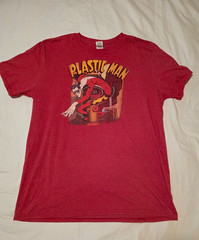 Plastic Man Distressed Red Heather Soft T-Shirt Sz Large DC Comics
