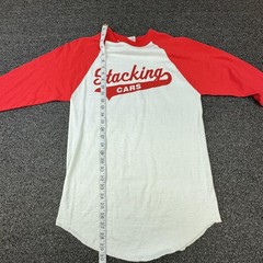 Vtg Augusta Sportswear Shirt Mens S White Stacking Cars Graphic Ringer Jersey