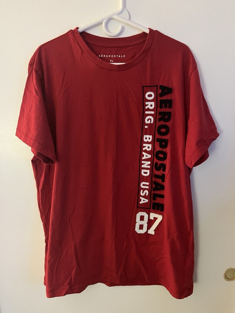 Aéropostale Men’s Red Graphic Logo Crew Neck Short Sleeve T-Shirt, XL