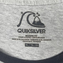 Quick Silver Mens Shirt XL Heathered Gray Black Sleeve Trim Back Hit Skater Surf