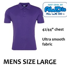 Mens polo shirt Size Large 42/44″ chest Purple Just Cool AWDIS Style JC021, NEW