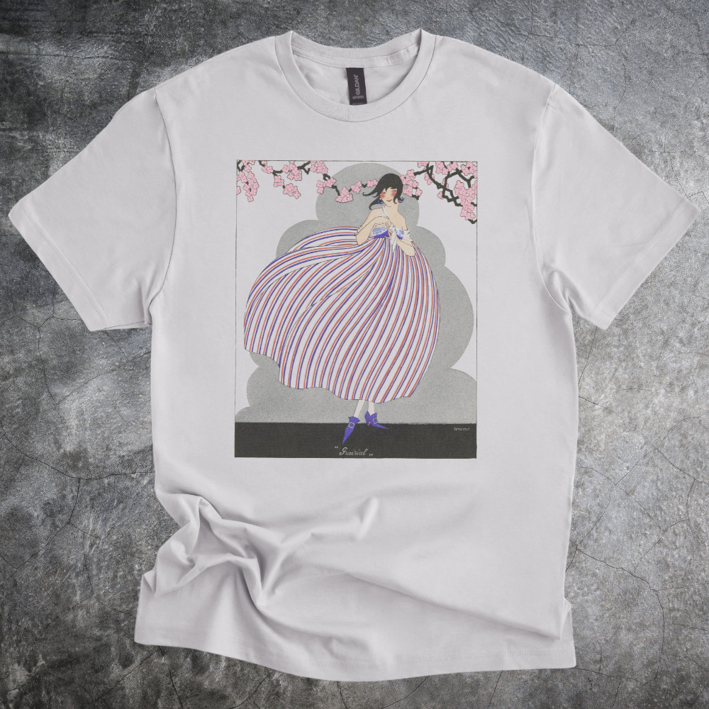 Art Deco Shirt Classic Illustration Graphic Tshirt Cotton Tee Light Gray