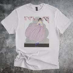 Art Deco Shirt Classic Illustration Graphic Tshirt Cotton Tee Light Gray