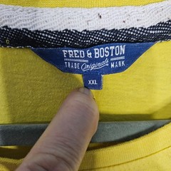 Fred & Boston T-Shirt Mens XXL Yellow with Navy Logo Cotton