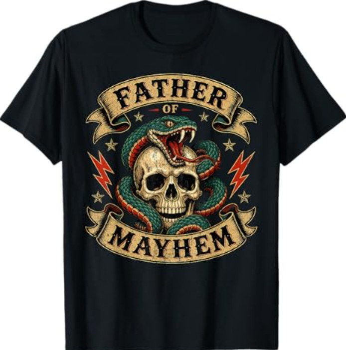 Father of Mayhem Men Dad Funny Father’s Day Matching Family T-Shirt
