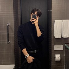 Casual Men Half Turtleneck Inner Layer Long Sleeve Top Loose Fit for Daily Wear