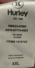 N/A HURLEY mens big &tall T-shirt SIZE 2XL COLOR WHITE