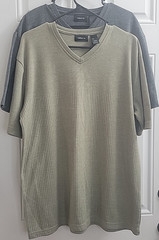 Lot of 2 Claiborne Ribbed Textured V-Neck T-Shirts | Both Size Men’s Large