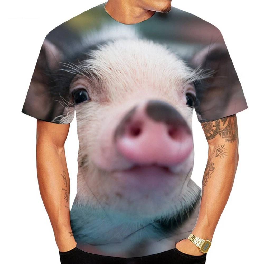Pig Face Funny Gift For Family Blue T-shirt 3D S-5XL