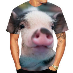 Pig Face Funny Gift For Family Blue T-shirt 3D S-5XL