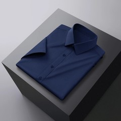 New Men’s Business Casual Solid Color Short Sleeved Shirt for Summer Fashion No