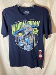 Star Wars Mandalorian Mando & Grogu Navy T-Shirt Size S (34-36) new With Tags