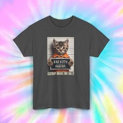 Bad Kitty Catnip Mugshot T-Shirt | Funny Cat Lover Tee S-5XL