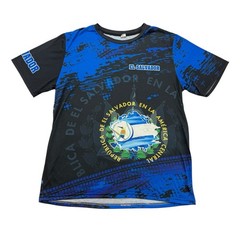 El Salvador Shirt Mens Medium M Black Blue Flag Short Sleeve Lightweight