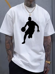 Men’s Basketball Graphic T-Shirt Crew Neck Short Sleeve Fashion Comfortable Tee
