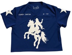 Cowboy Carter CCT2025 Tour Graphic Print Mesh Jersey T-Shirt Blue M Beyoncé