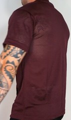 NEW MEN’S MAROON MESH 2 BUTTON SHIRT ADULT L