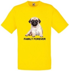 Pug Dog Family Forever Pet Novelty T Shirt Various Colours And Sizes