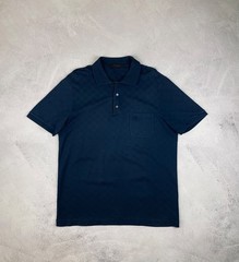 LOUIS VUITTON Men’s Damier Short Sleeve Polo Shirt Navy 100% Cotton Size L