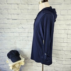 NWT INC International Concepts Men Size M Blue Tab Sleeve Lace Up Hooded T-Shirt