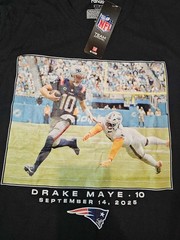 Drake Maye New England Patriots Black NFL Flashback Week 2 T-Shirt – Small