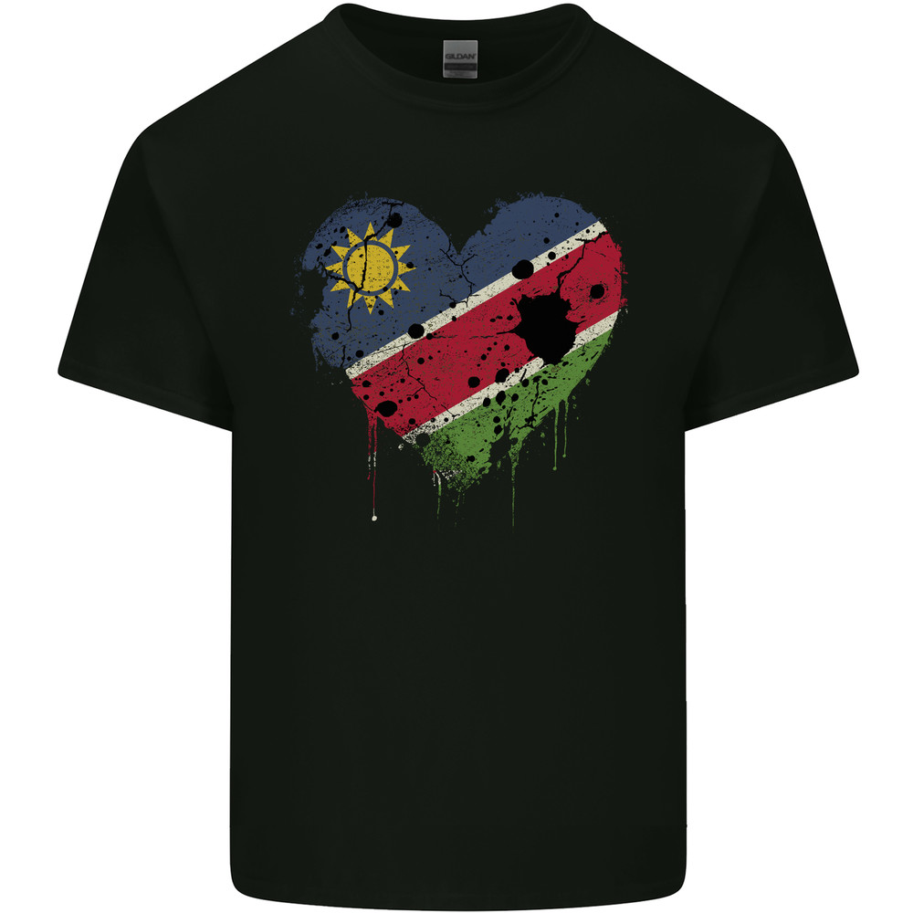Love Namibia Flag Namibian Day Football Mens Cotton T-Shirt Tee Top