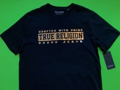 New TRUE RELIGION Men’s Short Sleeve T-Shirt X-LARGE Black w/Gold MSRP $59.00