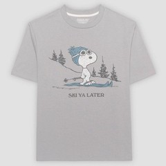 Men’s Peanuts Snoopy Ski Ya Later Short Sleeve Graphic T-Shirt – Gray XXL NWT