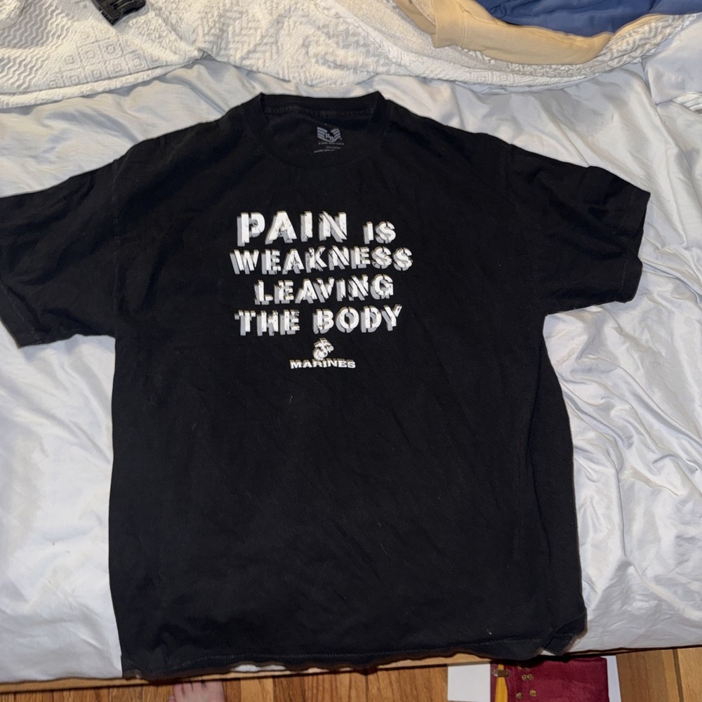 Marines Pain Is Weakness Leaving The Body Black XL Tee