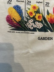 Vintage Flower T-shirt Size Large 90s 80s Stamp USPS Postal Service USA White