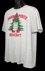 Holiday Time Men’s Gray Christmas T-Shirt Keg Making Spirits Bright Sz XL 46/48