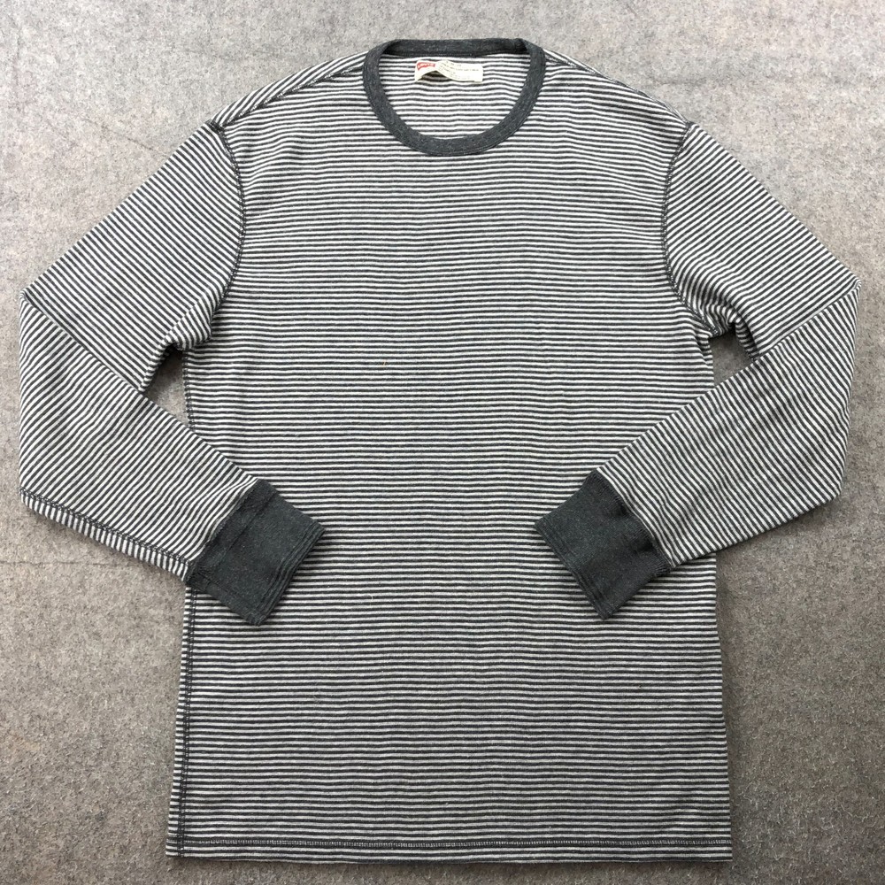 Levis Shirt Men 2XL Gray Striped Crewneck Long Sleeve Casual Outdoors