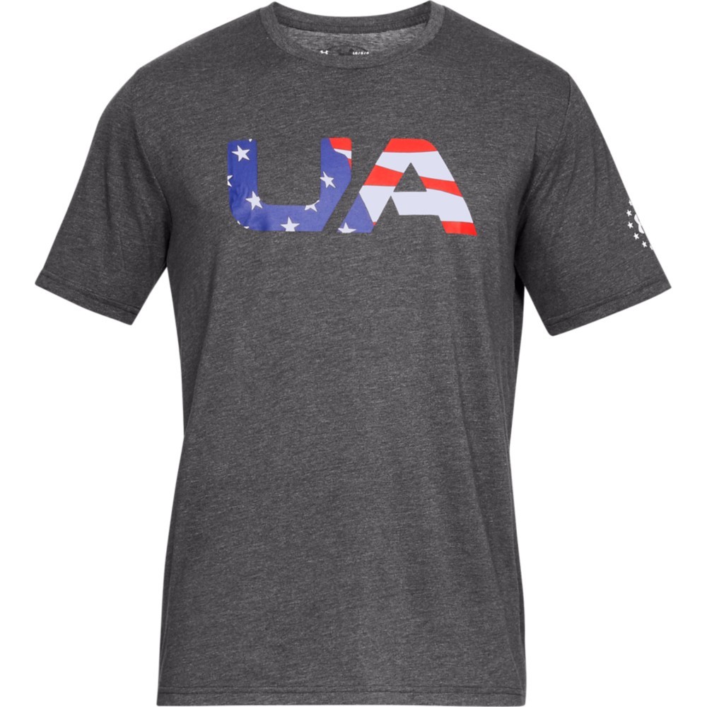Under Armour 1333352 Men’s UA Freedom Big Flag USA T-Shirt, Graphite, Small
