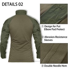 Men’s Tactical Hiking T-Shirt Long Sleeve 1/4 Zip Rip-Stop Shirt Casual Work Tee