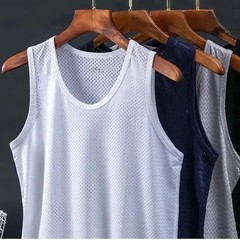 Men’s Ice Silk Mesh Tank Top – Breathable Gym Stringer Vest