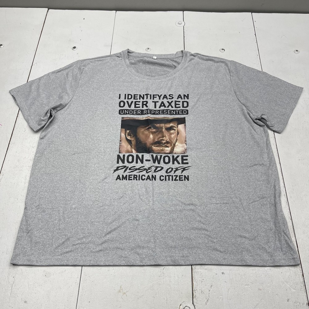 Non Woke American Citizen Shirt Mens 5XL Gray Political Graphic Tee Patriotic