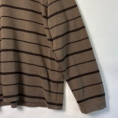 Faded Glory Mens 2XL Brown Striped V-Neck Long Sleeve Ribbed Knit Shirt RN52469
