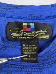 Vtg Breezin Sportswear T-Shirt Blue Single Stitch Geometric Boxy 80s 90s Large