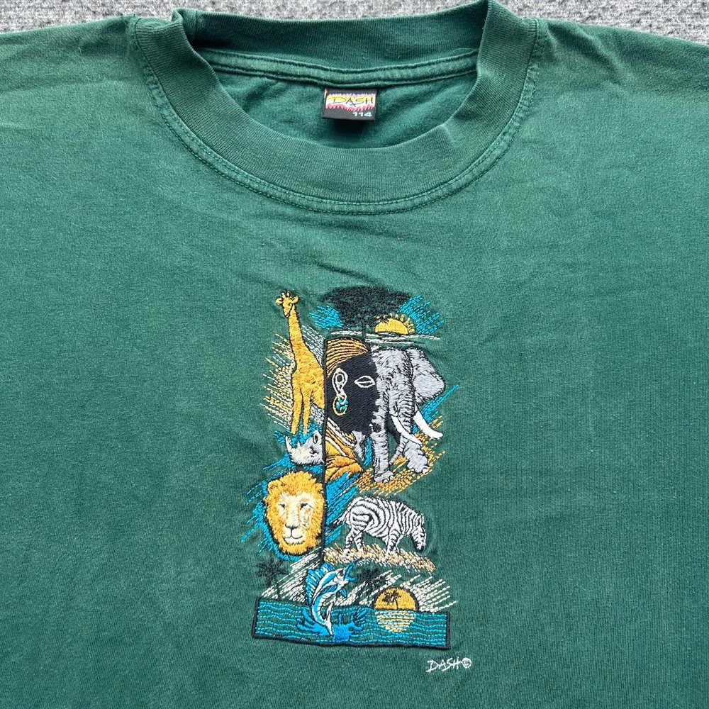 Dash Clothing Shirt Mens XL Embroidered Graphic Tee Africa Travel Animal Lion