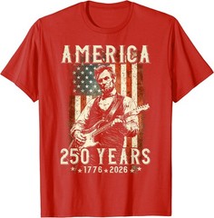 Vintage Abraham Lincoln Abe Lincoln Playing Guitar 250 Years T-Shirt